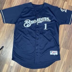Vintage Majestic MLB Milwaukee Brewers Corey Hart #1 Blue Alt Jersey Size 52
